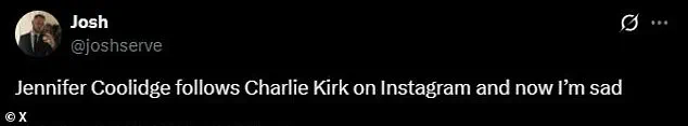 Breaking: Jennifer Coolidge's Controversial Social Media Link to Deceased Activist Charlie Kirk Sparks Outrage Ahead of Emmy Appearances