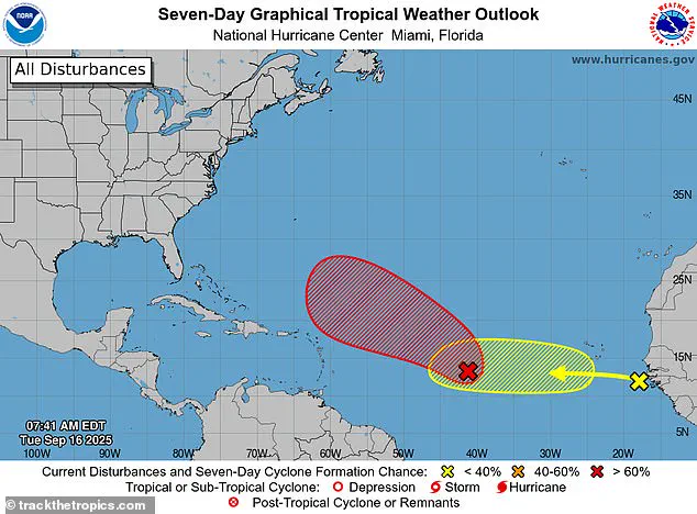 Tropical System Invest AL92 in the Central Atlantic Has 90% Chance of Becoming a Cyclone, Moving West at 17 mph