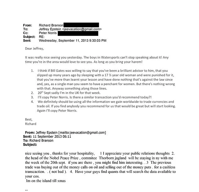 DOJ Releases 2013 Emails Exposing Branson-Epstein Ties, Sending Shockwaves
