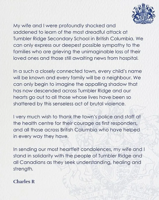 King Charles and Queen Camilla Condemn Tumbler Ridge School Shooting, Offer Condolences and Solidarity