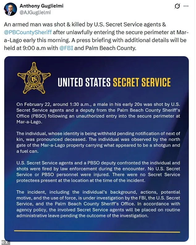 Armed Man Shot Dead at Mar-a-Lago During Trump's Absence