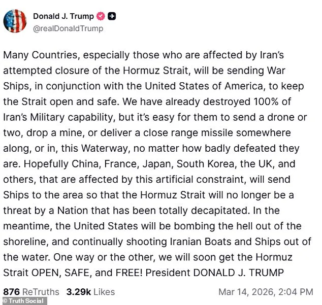 Trump Sparks NATO Tensions by Demanding Warship Deployment in Strait of Hormuz